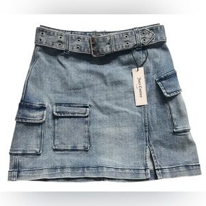 Juicy Couture Cargo Mini Skirt Blue Denim Size 28